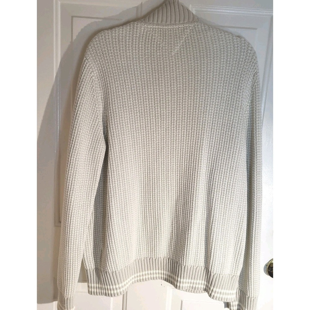 Tommy Hilfiger Men's ‎ Size L Cream Cotton Cardigan Sweater  Old Money Academia - Picture 2 of 12
